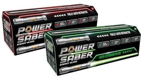 Power Saber: Green vs Red Twinpack | Auto Extending 30 LED Energy Blade | With Motion Based Light and Sound Effects | Batteries Not Included | Ages 6+