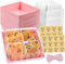 24Pack Paper Charcuterie Boxes with Clear Lids, Oil-Proof Kraft Paper Cake Slice Boxes Dessert Boxes Square Food Containers with Stickers and Twine for Home Baking and Party