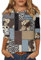 YunYoud Dirndl Bluse Olymp Hemd Damen Hemd Rundhals Musterdruck Dreiviertelarm Shirt Mit Brusttasche Leichte Tunika Bluse Trachtenbluse Festliche Oberteile Papa Shirt (Light Brown, L)