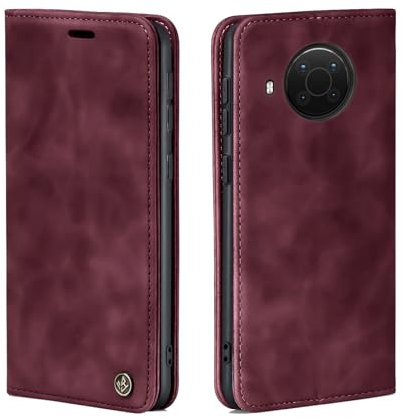 LBH Custodia per Nokia X10/X20, colore rosso vinaccia, con scomparto per carte di credito e banconote, con funzione leggio, chiusura magnetica, vintage