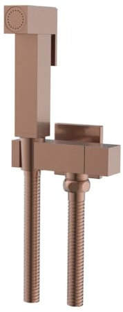 Kit Idroscopino Wc Doccetta Ottone Portatile Shut-Off Monogetto Azionamento a Leva (1, Oro Rosa Quadro)