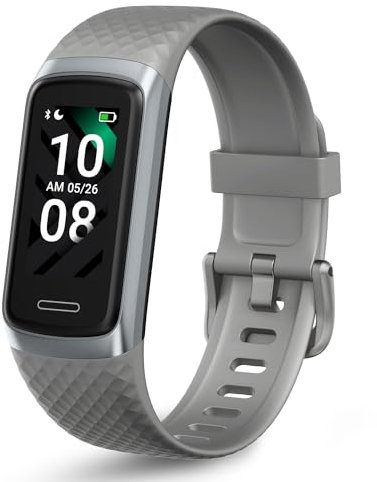 OCTANDRA Active 2 VeryFit Fitness Tracker Heart Rate SpO2 Blood Oxygen Saturation Sleep Monitor 1.05 Screen Activity Step Counter Pedometer IP68 Waterproof Smart Watches for Men Women (ID155) (Grey)