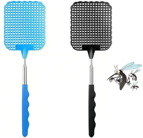 Fliegenklatsche,Fliegenklatsche Ausziehbar, Pest Control, Fliegenklatsche für Verwendet, Um Fliegen, Wespen, Mücken Und Andere Insekten Abzuwehren(2 Stück)