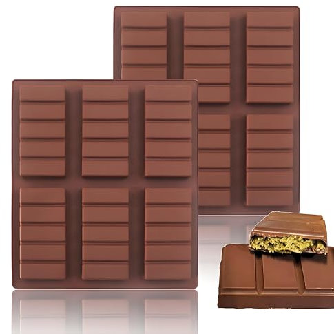 Sadodo Silicone Chocolate Bar Mould,Ice Cube Tray,6 Cells Rectangle Waffle Mould,Cookie Candy Sweets Mold,Non Stick,Candy Cake Decoration,BPA Free Baking Mold,Gift DIY Valentine