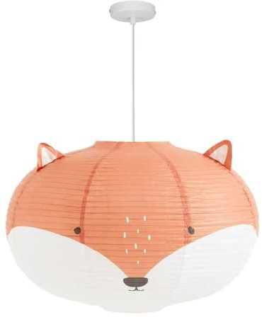 GUANSHAN 3D kreative Hängelampe aus Tierkunstpapier, handgefertigte Deckenlampe aus Fuchs und Braunbär aus Papier, Hängeleuchte, dekorative Kronleuchter-Hängeleuchte für Schlafzimmer, Wohnzimmer