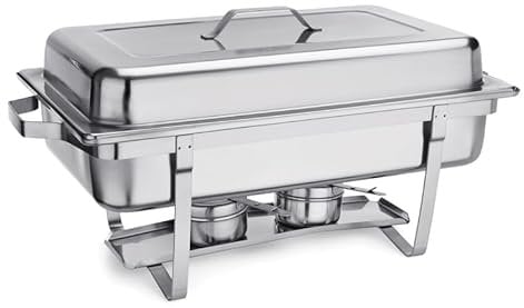 2x Chafing Dish Edelstahl GN 1/1 inkl 2 Brennpastenbehältern