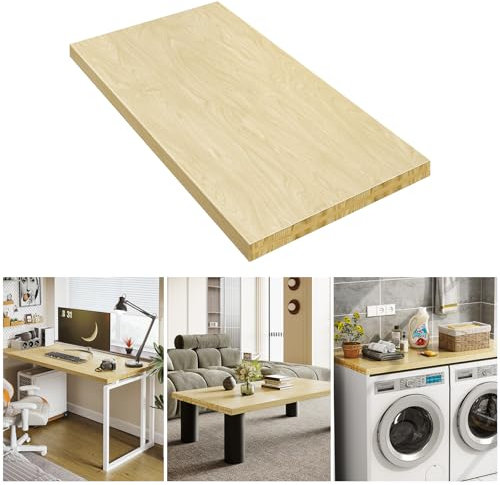 MODCART Encimera de bloque de carnicero, encimera de madera maciza de abedul para bricolaje, encimera de cocina, encimera de lavadora y secadora, 48 pulgadas de largo x 25 pulgadas de ancho x 1.5