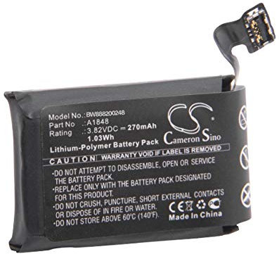 vhbw batteria compatibile con Apple Watch serie 3 38mm smartwatch orologio bracciale fitness (270mAh, 3,82V, Li-Poly)