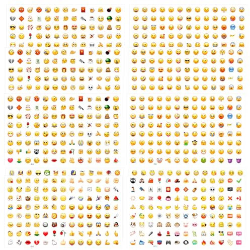 10 Blätter Smiley Aufkleber,Emoji Sticker mit über 700 Emoji-Aufklebern,Smiley Sticker für Notizbücher,Telefon,Laptop & Co,Mini Aufkleber für Kinder & Bastelfreunde,für Kinder Emoji-Belohnungen