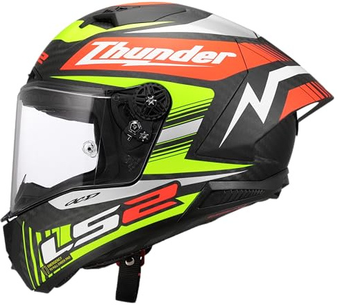 LS2 FF805 THUNDER GP AERO. 6K Carbon Motorcycle Full Face Helmet. GREGG BLACK Replica. Gloss. (XL) 61-62 cm