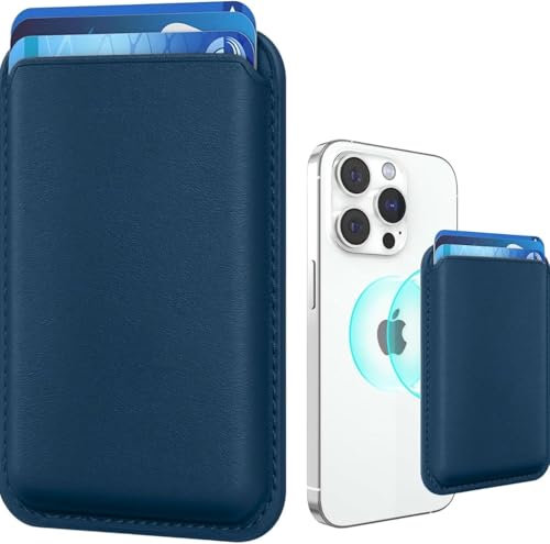 VIPERFLY Wallet Leather [Strongest Magnetic] Compatible with MagSafe for iPhone 16/15/14/13/12 Mini/Pro/Pro Max/Plus/Series Super Strong Magnetic Card Holder (Navy Blue)