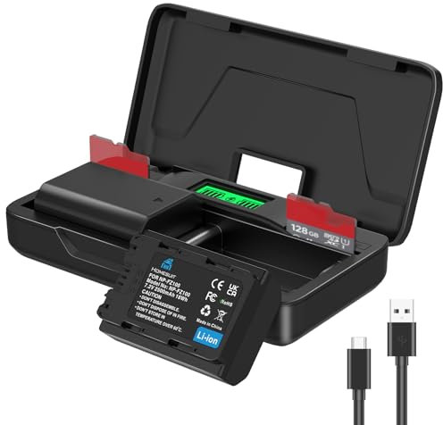 Homesuit NP-FZ100 Akku 2500mAh und LCD 20W Schnellladegerät mit Zwei Kanälen für Sony ZV-E1 FX3 FX30 A7RIII A7RV A7RIV A7SIII A7III A7IV A7C A6600 A6700 Alpha A1 A9 A9II A9III 9R A9R 9S Kamera