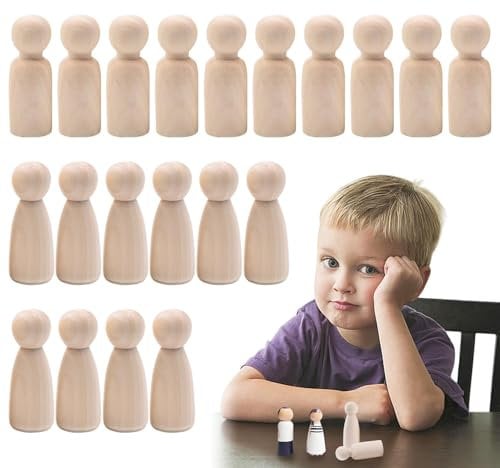 Holzfiguren zum Bemalen Spielfiguren Puppen zum Anmalen Holz Familie Figuren Holzkegel DIY für Basteln Malen Weihnachten Hochzeit Geburtstag Dekoratio 20 Stück ﻿