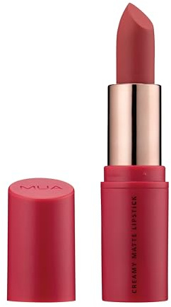 MUA Creamy Matte Lipstick, Highly Pigmented, Heartbreaker (Pack of 1) | Pink Toned Red Shade, Creamy Matte Texture, Versatile for All Skin Tones, Vegan & Cruelty Free