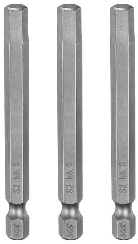 sourcing map 3pcs H6.0 Hex Head Drill Bit Wrench 6mm Metric Flat Tip 1/4 Hex Shank 75mm (3) Long Magnetic Hexagonal Screw Driver Socket Industrial Screwdriver Power Bits