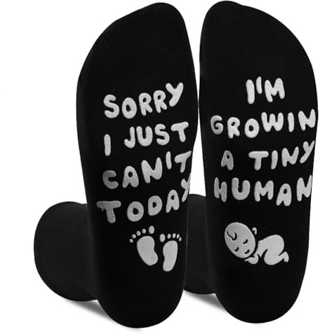 Dekzked Cadeaux de fête des mères pour les futures mamans, cadeaux de première fois pour les nouvelles mamans, cadeaux de future maman pour femmes enceintes, chaussettes de maternité amusantes, Noir