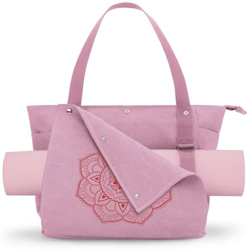 Gonex Yoga Tasche für Damen aus Canvas, Pilates Gym Tasche mit Mattenhalter | Frontöffnung für schnellen Zugriff, strapazierfähige Baumwollcanvas, waschbar, Flaschenhalter & Taschen, Yoga Fitness Reise