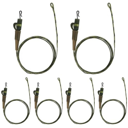 Bohrma 6PCS Angelzubehör Karpfen Zubehör 64cm 45lb Chod Rig Vorfach Leadcore Safety Lead Clip Haarmontage Karpfen Inline Helicopter Carp Ready Hair Fishing Rig Karpfenangeln Inline Rig Set Karpfenrigs