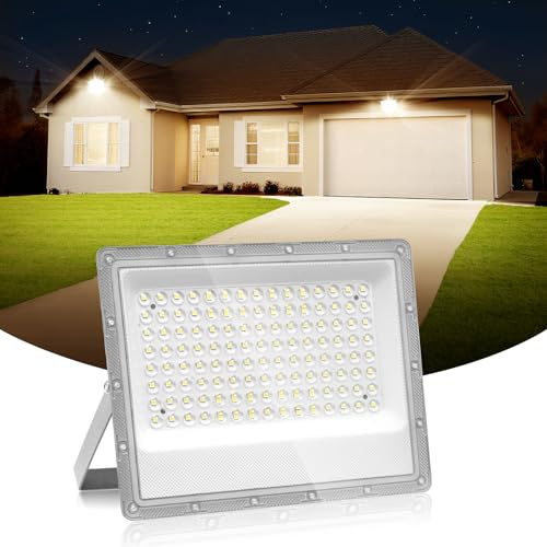 Hondony 100W LED Strahler Außen, 3000K LED Fluter Flutlicht, IP66 Wasserfest Scheinwerfer Aussenstrahler, tageslichtweiße Beleuchtung für Lager, Garten, Garage, Hof, Parkplatz