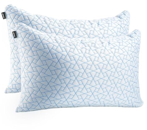 JINXIA Höhenverstellbares Kopfkissen 76 x 51 cm(2er Set), Allergiker großes Schlafkissen mit Mikrofaserfüllung, Atmungsaktiv Zerkleinerter Memory Foam Kissen für alle Schläfer