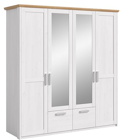 xonox.home – Kleiderschrank Verona Sibiu LärcheAbsetzung in Artisan Eiche Nachbildung – Moderner Schlafzimmer-Schrank mit 2 Spiegeln und großzügigem Stauraum – vielseitig & wertbeständig