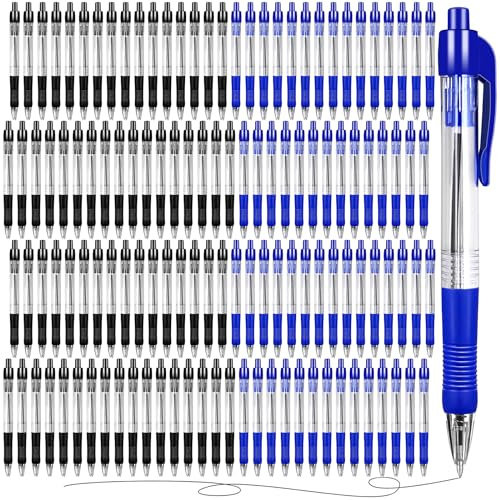 HFZCV 200 Stück Kugelschreiber Set Blau & Schwarz, 1.0 mm Schreibstifte mit Soft-Griff, Transparentes Gehäuse, Glattes Schreiben für Büro, Schule, Zuhause und Unternehmen