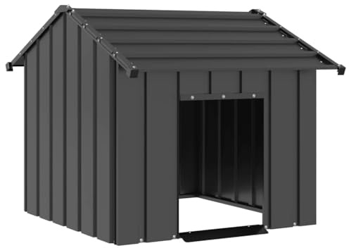 Mokuyary Hundehütte mit Dach aus verzinktem Stahl, 85 x 107 x 81 cm, Zwinger mit Markise, Laufstall für Hunde, aus Metall, für Terrasse, Garten, Terrasse