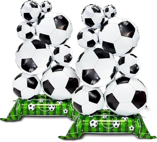 Lukinuo Stehend Fussball Luftballon 2 Stück Fußball Folienballon 150x84cm 3D Fussball Ballon Football Luftballon Fussball Geburtstag Deko für Spieltag Sport Thema Geburtstag Party