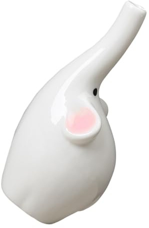 HINTRMENT Lovely White Ceramics Elephant Vase Chic Design Flower Pot Ornament for Indoor Home Decoration with Plants and Small Flowers
