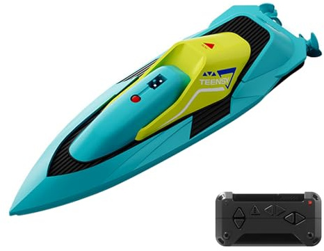 Eacam Schnelles und Flexibles Ferngesteuertes Boot, 2,4-GHz-Schiff mit Stuntrolle, Nachtnavigation und Intelligenter Wassersensorik – EIN Tolles Spielzeug für , Erwachsene u (Blau)