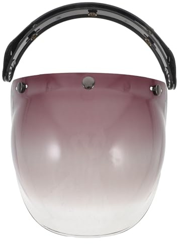 KJHBV Visiera per Casco da Moto Retrò Lente a Bolle PC Antigraffio e Montatura a 3 Fibbie, Accessorio per Casco Modulari e Uso Esterno