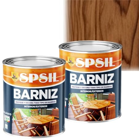 SPSIL Barniz Madera y Pintura para Madera Nogal 750ml X 2, Lasur Protector con Secado Rápido y Alta Durabilidad, Ideal para Uso Interior y Exterior en Todo Tipo de Superficies de Madera