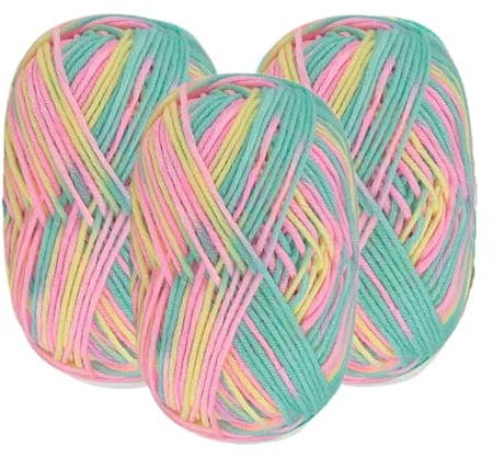 Crochet Yarn 3pcs 150g Colorful Dyed 5-Strand Milk Cotton Yarn Handmade DIY Woven Sweater Scarf Thread(Green2)