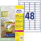 AVERY Zweckform L4778REV-8 Wetterfeste Folienetiketten (384 Aufkleber, 45,7x21,2mm auf A4, selbstklebend, wasserfest, wiederablösbar, strapazierfähig, bedruckbare Outdoor Klebefolie) 8 Blatt, weiß