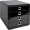 Exacompta 314438D Premium Ablagebox mit 4 Schubladen für DIN A+ Dokumente. Belastbare Schubladenbox mit hoher Kapazität für mehr Platz auf dem Schreibtisch Pop Box schwarz/silber