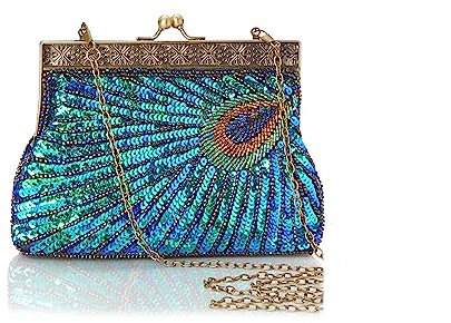 BABEYOND Vintage Flapper Pfau Clutch Gatsby Pailletten Abendhandtasche 1920er Jahre Perlen Tasche, Stil 2, Einheitsgröße