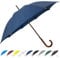 SoulRain Regenschirm mit klassischem Holzgriff, automatisches Öffnen, winddicht, transparent, unzerbrechlich, 121,9 cm, (Marineblau)