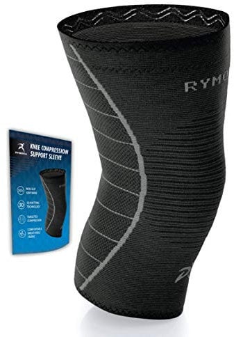 Rymora Knee Support for Men and Women - Compression Sleeve to Ease Knee Discomfort - Great for Running, Sports & Everyday Wear (Black) (Single Sleeve) (Extra Large) [XL]