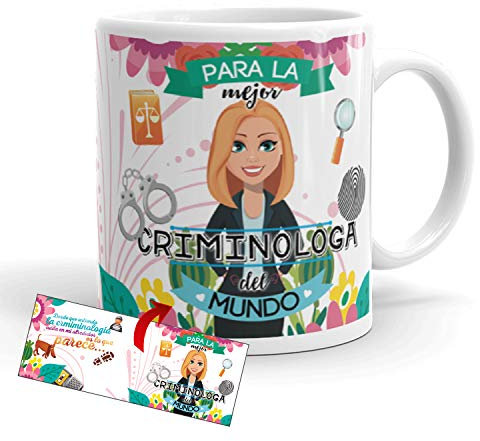 Kembilove Taza de Café para la Mejor Criminologa del Mundo – Taza de Desayuno para la Oficina – Taza de Café y Té para Profesionales – Tazas de Profesiones para Criminologas