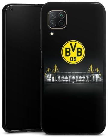Silikon Hülle kompatibel mit Huawei P40 Lite Case schwarz Handyhülle BVB Stadion Borussia Dortmund