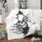 Loussiesd Schädel Muster Wohndecke 220x240cm für Couch Halloween Themen Flanell Fleecedecke Skelett Design Kuscheldecke Horror Schwarz Weiß Gotische Knochen