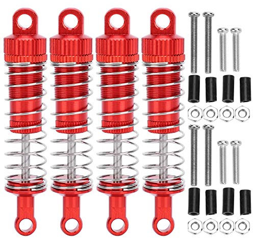 VGEBY 4-teilige RC-Stoßdämpfer, einstellbare RC-Federdämpfer Metall Vehicel Aluminiumlegierung Unterdruckteile Passend für MN 1/12 D90 RC Car(Red)