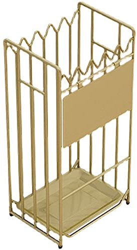 WYBB Regenschirmständer, leicht, hohl, rechteckiger Regenschirmständer mit abnehmbarer Abtropfschale, für Flur, Veranda, Eingang, Wand, goldfarbener Schirmhalter (Farbe: Gold)