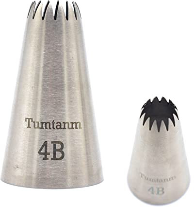 Tumtanm 4B Nozzle Large Drop Flower Piping Tip, Large Seamless Stainless Steel Icing Piping Nozzle Tip #4B