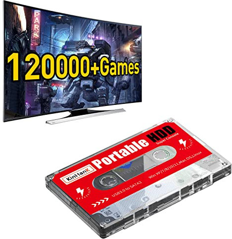Disco Duro Externo de 2TB, HDD con Juegos 71000, USB 3.0, Disco Duro para Juegos Adaptarse a Atari/Sega / PS3 / PS2, Disco Duro portátil Adecuado para Win XP / 7/8/10/11 / Mac OS/Linux