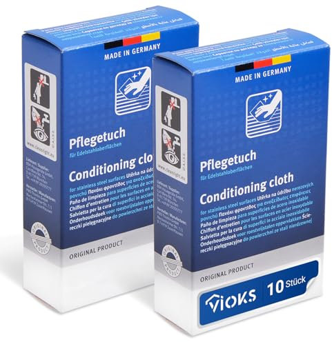 VIOKS Pflegetuch für Edelstahloberflächen 10x Ersatz für Bosch 00311944 Protect Edelstahl Pflegetücher für Backofen Kochfeld Dunstabzugshaube Kühlschrank Mikrowelle Küchenmaschine Waschmaschine
