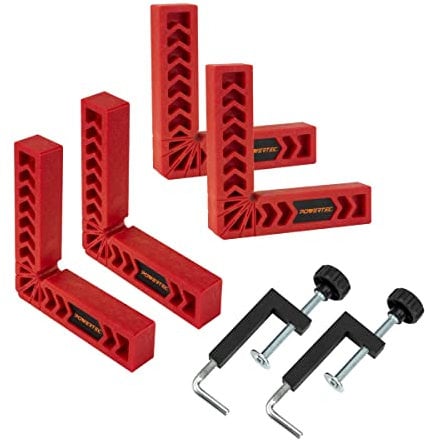 POWERTEC 6-teiliges Set, Universal Zaunschellen mit 15,2 cm Positionierwinkeln, für Tischsägen, Frästische, Spannwinkel, Bohrmaschinentische, Gehrungssägen, 71782