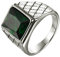 PAMTIER Herren Damen Ringe Rostfreier Stahl Quadratisches Juwel Mode-Persönlichkeit Schmuck Jubiläum Versilbert Grün Größe 68 (21.6)