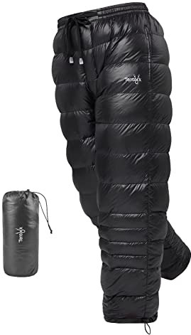 Tentock Pantalon en Duvet Ultra Léger pour Femme et Homme - Pantalon de Neige Chaud pour Camping en Plein Air, Coupe-Vent, Compression, 800FP (M)