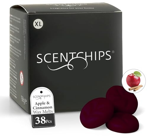 Scentchips® Wax Melts Naturdüfte (XL-Stücke – 38) – Apfel & Zimt – Duftwachs für Aromalampe, Langanhaltender Raumduft, Veganes Duftöl Wachs, Handgefertigte Duftmelts Ge